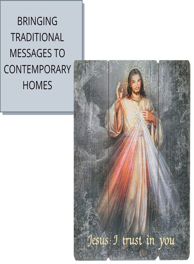 Needzo Laser Cut Wood Divine Mercy Icon Wall Plaque, Jesus I Trust in Religious Hanging Decoration for Home or Office, 12 x 15 - Image 3
